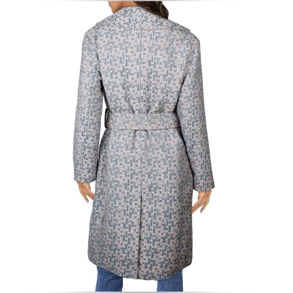 Kathy Ireland Women's Metallic Plaid Belted Long Coat Size Med, Large, 3X - NEW - Picture 2 of 8